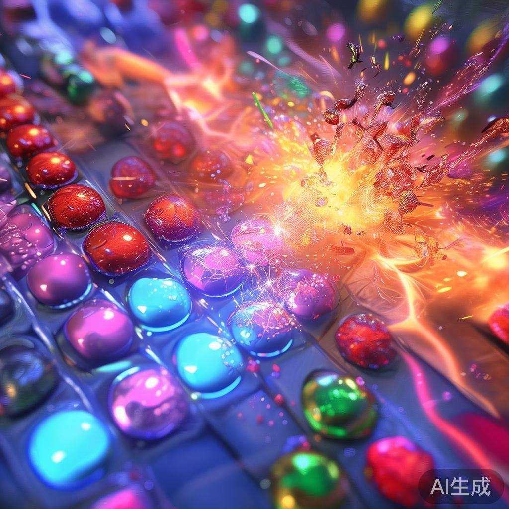 引爆方式：将不同的特殊糖果组合可以引发巨大范围的爆