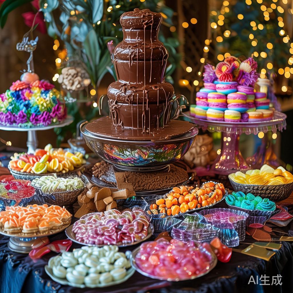 为了让糖果派对更具视觉冲击力和味觉享受，建议设计一